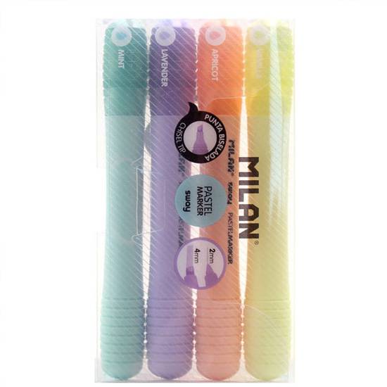 Milan Pastell Markeringstusjer ‑ 4 forskjellige farger
