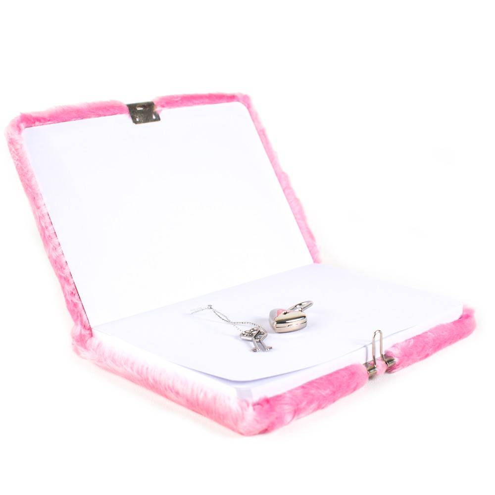 Tinka Dagbok med hengelås ‑ Rosa fuskepels med enhjørning i skinneffekt