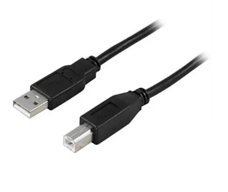 USB 2.0 kabel Type A hann - Type B hann 0,5m, svart