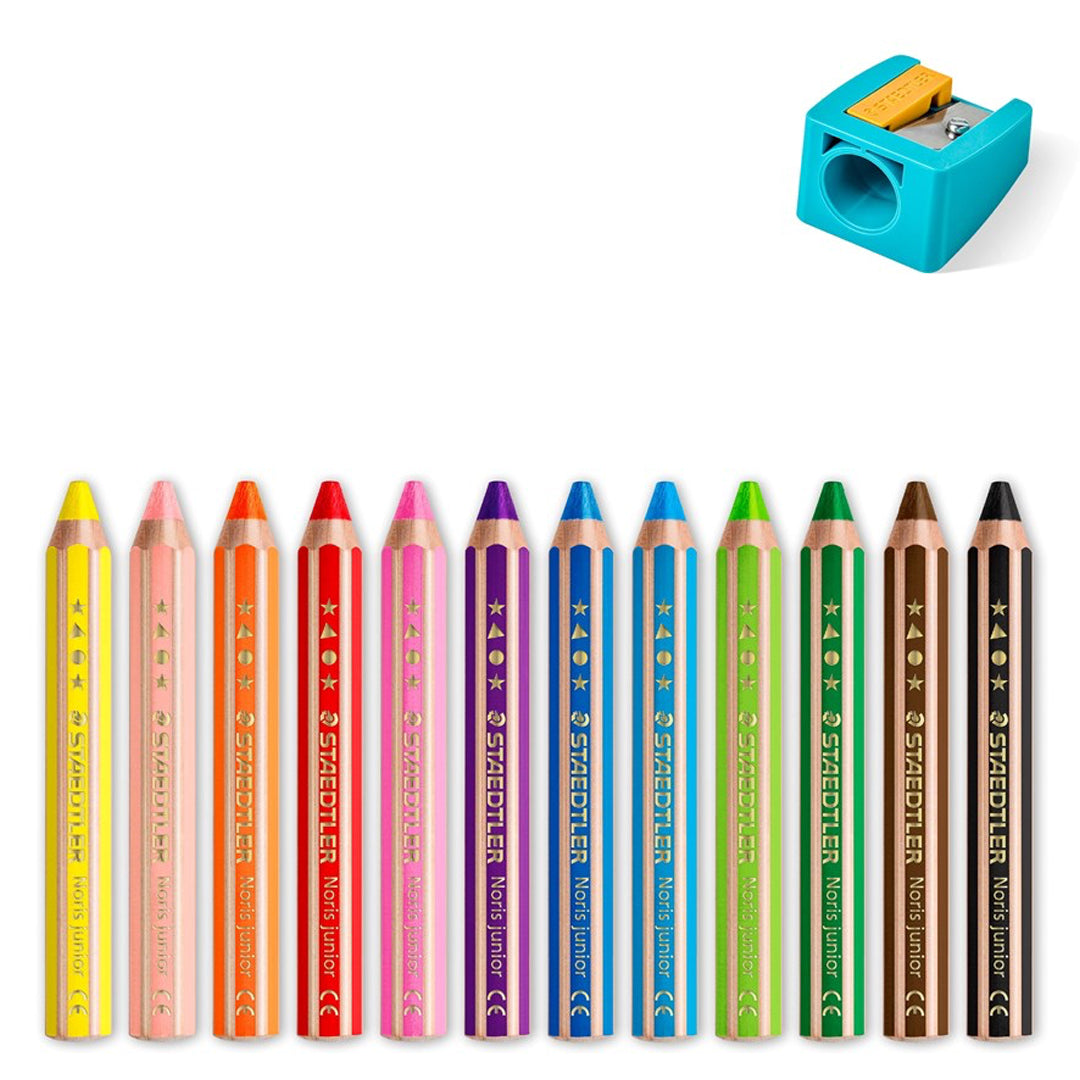 Staedtler Noris Junior 12 stk. fargeblyanter i voks m/ blyantspisser