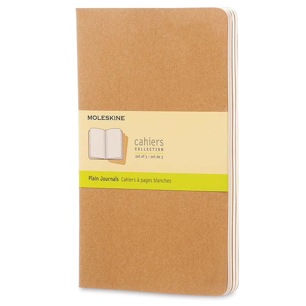 Moleskine Soft Large Plain Cahiers collection Notatbok (pakke med 3) - Beige