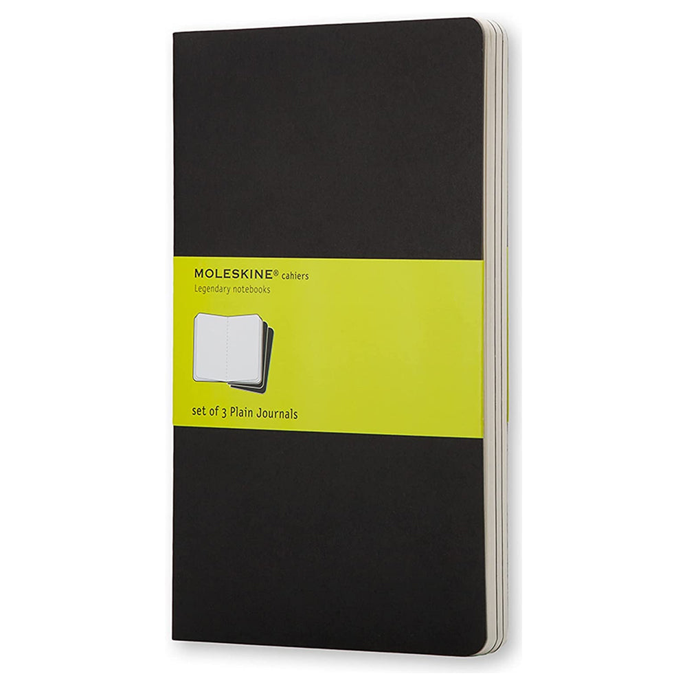 Moleskine Soft Large Plain Cahiers collection Notatbok (pakke med 3) ‑ Sort