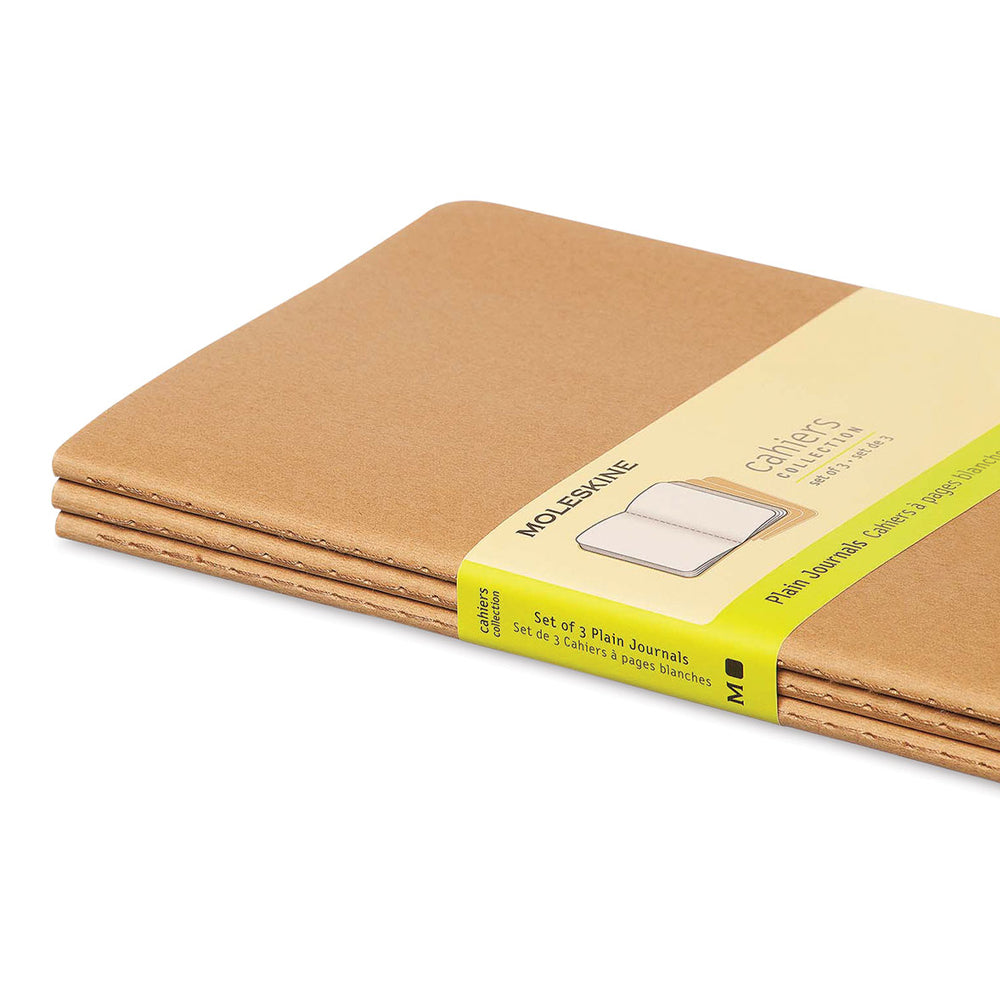 Moleskine Soft Large Plain Cahiers collection Notatbok (pakke med 3) - Beige
