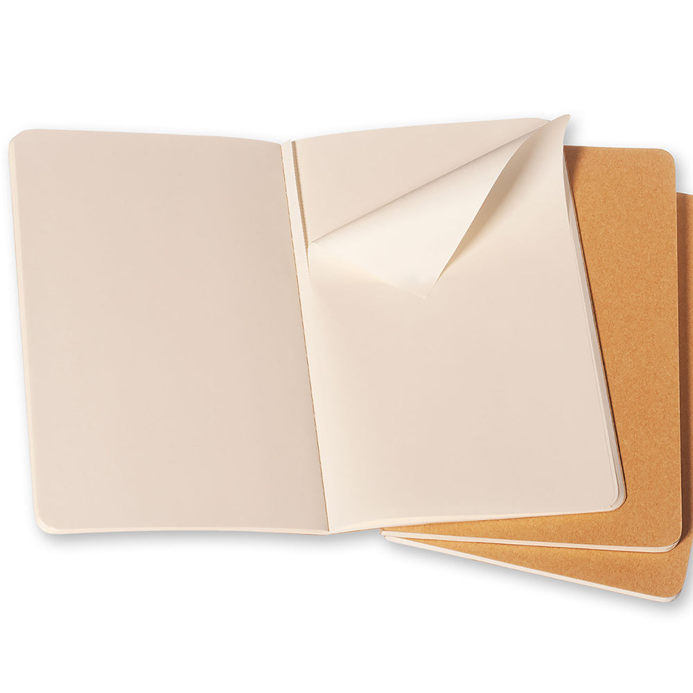 Moleskine Soft Large Plain Cahiers collection Notatbok (pakke med 3) - Beige