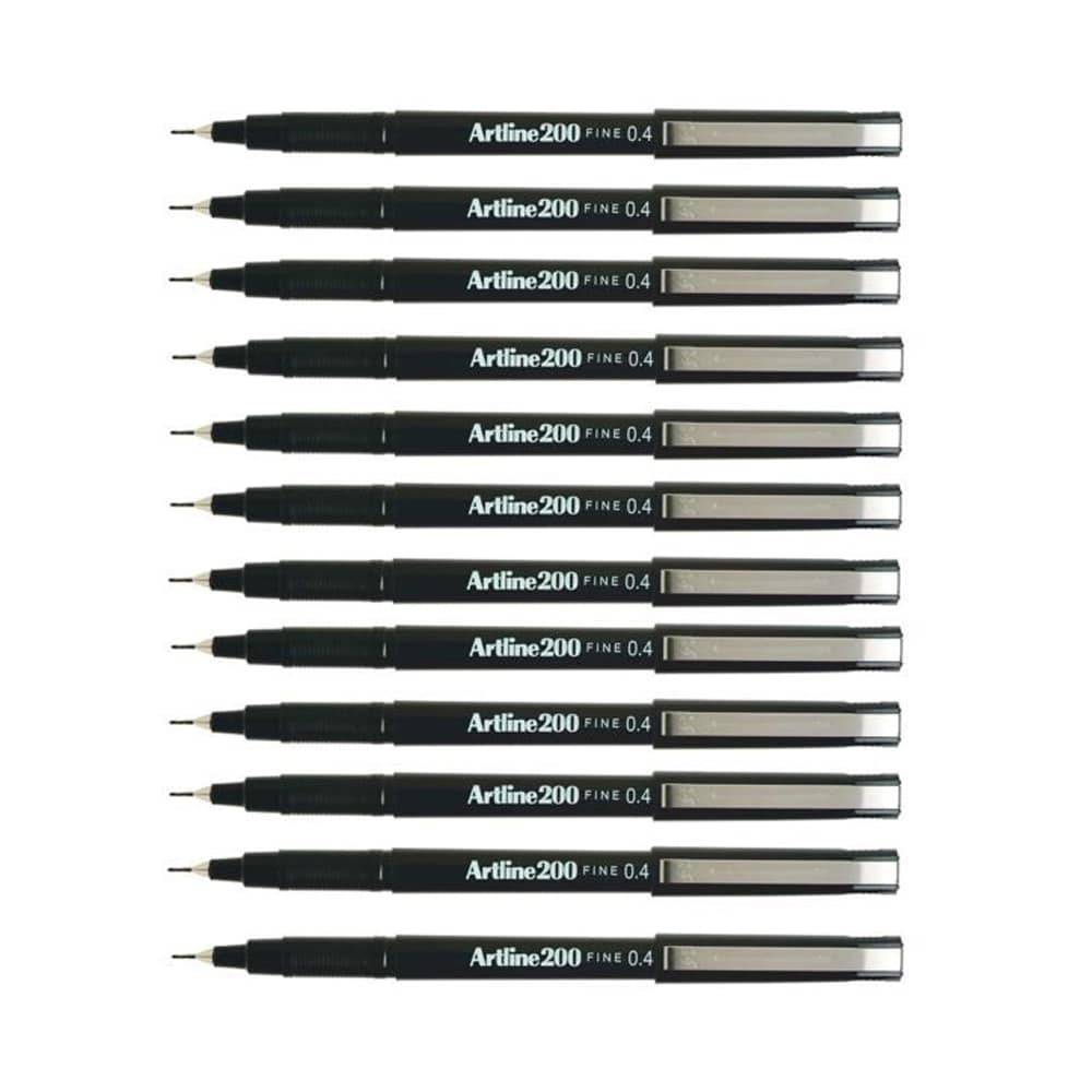 Artline 200 Fine Fineliner - Sort 0.4 tupp 