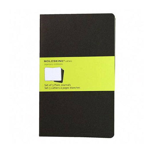 Moleskine Soft Large Plain Cahiers collection Notatbok (pakke med 3) ‑ Sort