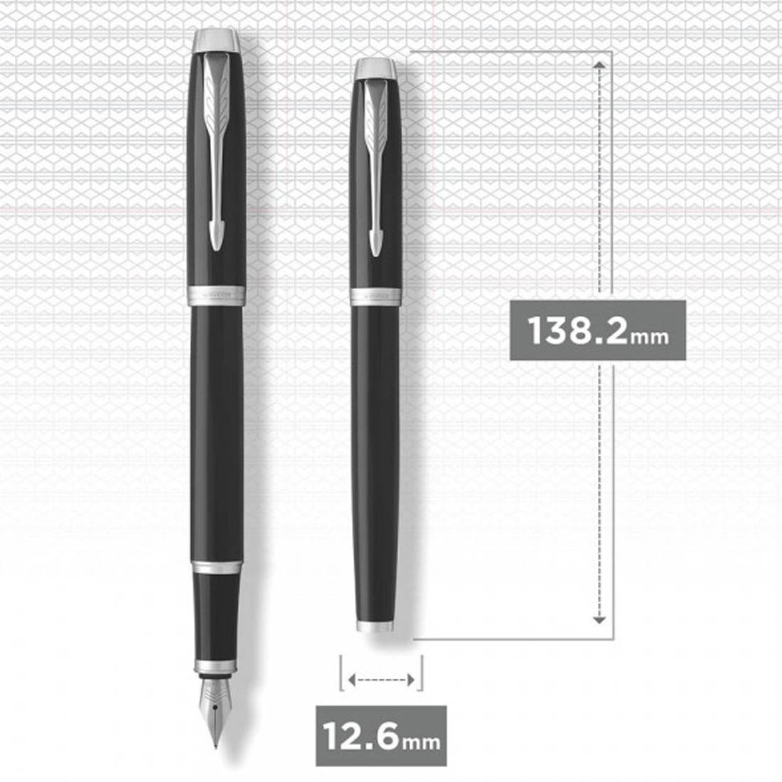 Parker Fyllepenn ‑ Sort design m/ sølvetaljer ‑ Blått blekk med gaveeske