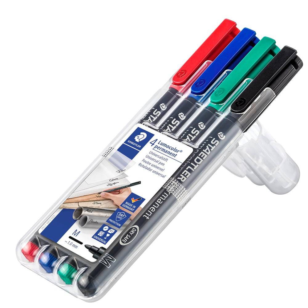 Staedtler Merkepenn Lumocolor permanent 1.0mm tupp ‑ 4 farger