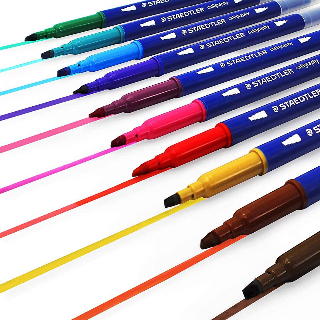 Staedtler Kalligrafipenner med dobbel tupp ‑ 12 farger