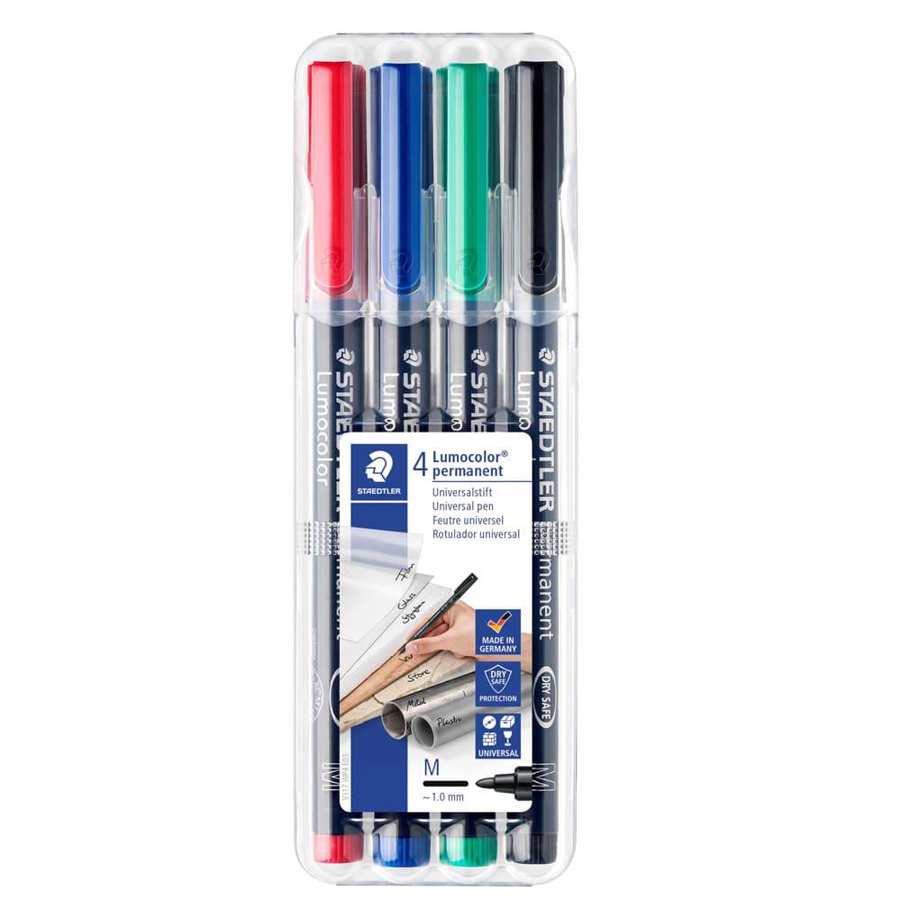 Staedtler Merkepenn Lumocolor permanent 1.0mm tupp ‑ 4 farger