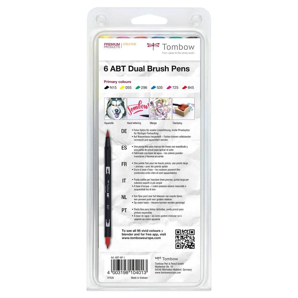 Tombow ABT Dual Brush ‑ 6 Primær farger 