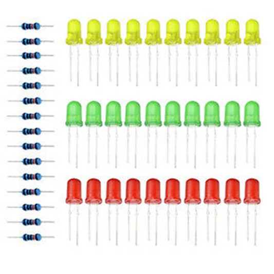 LED lys 5mm med resistorer kit
