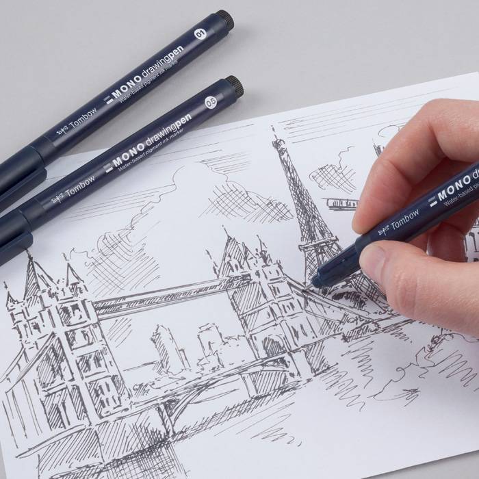 Tombow Fineliner Mono drawing pen 3‑sett