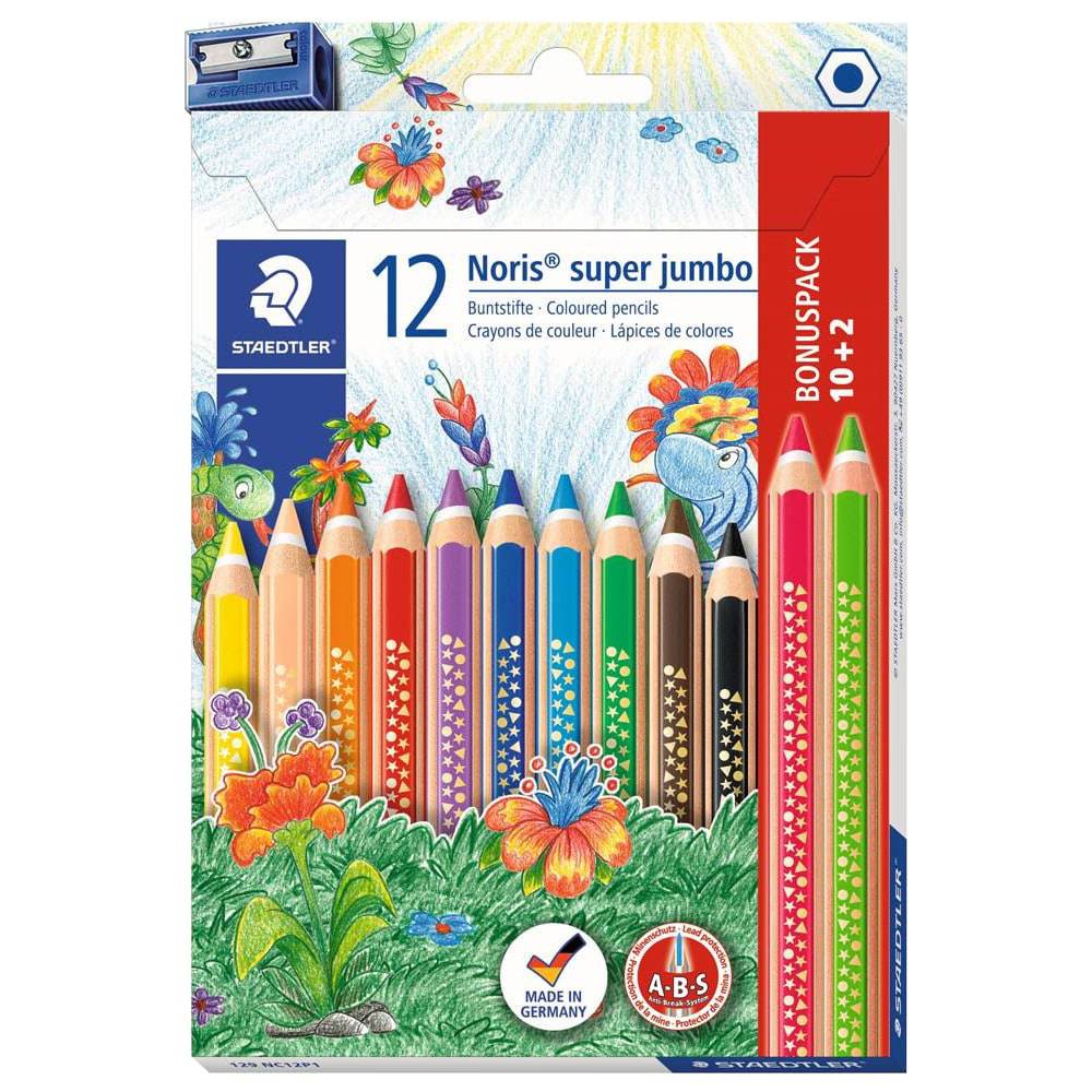 Staedtler Noris Super Jumbo 12 fargeblyanter med blyantspisser