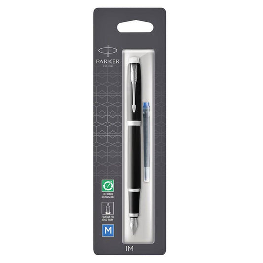 Parker Fyllepenn ‑ Sort design m/ sølv detaljer - Blått blekk