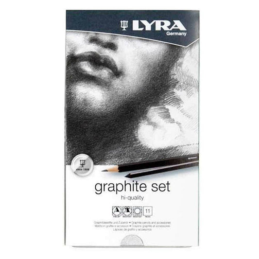 Lyra Graphite sett ‑ Høykvalitets tegnesett med grafittutstyr i metallboks  