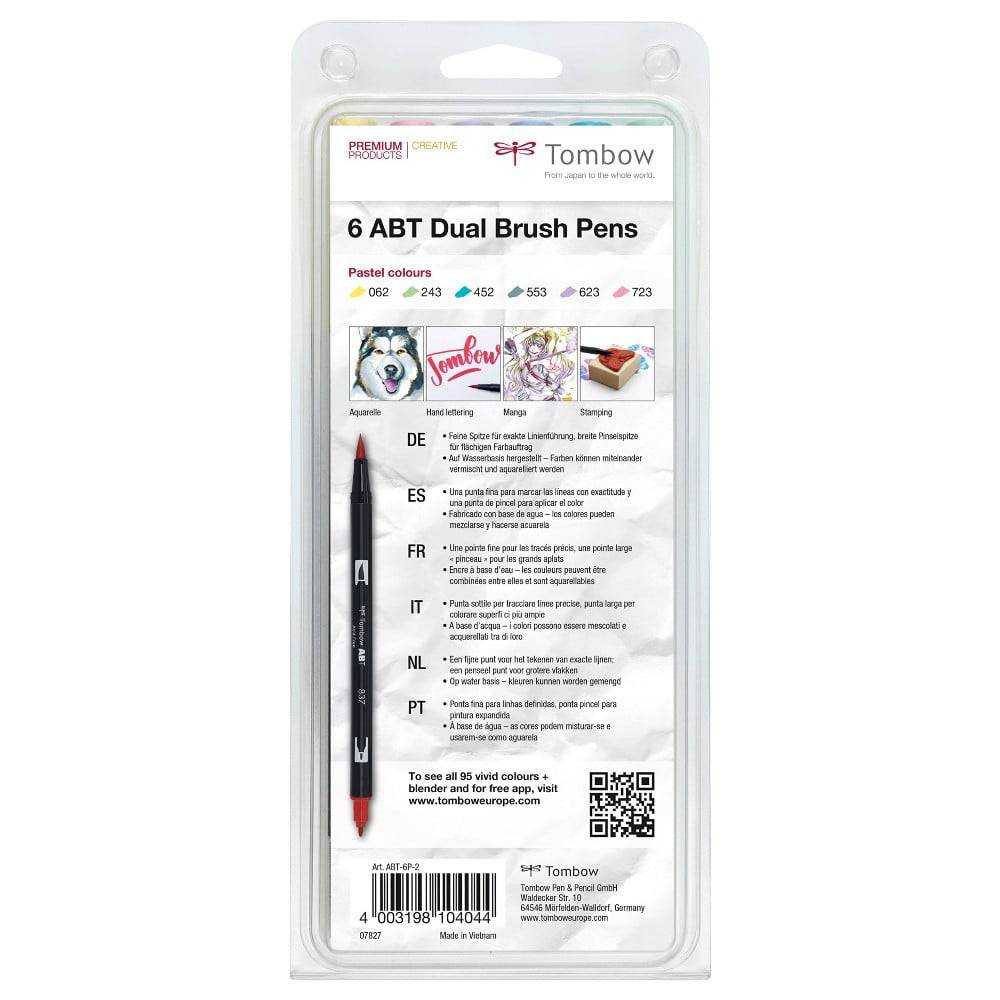 Tombow ABT Dual Brush ‑ 6 Pastel farger 