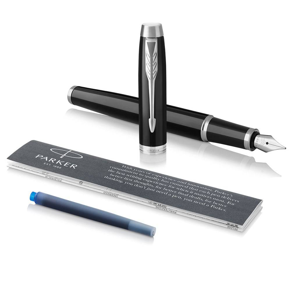 Parker Fyllepenn ‑ Sort design m/ sølv detaljer - Blått blekk