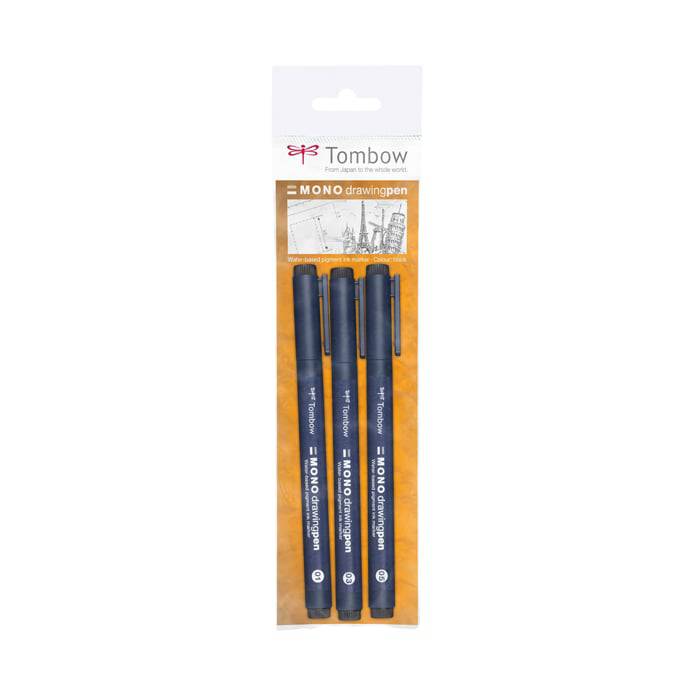 Tombow Fineliner Mono drawing pen 3‑sett