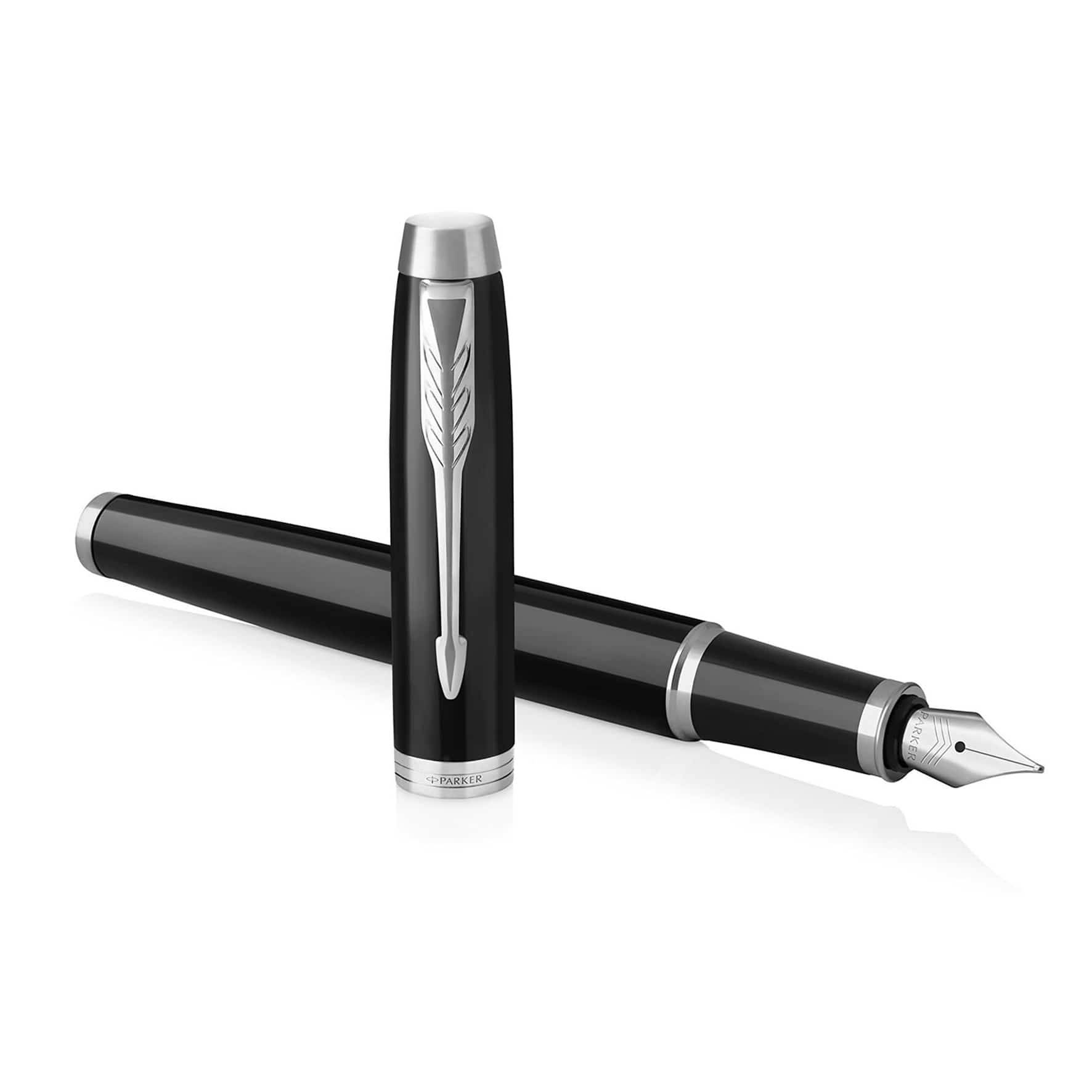 Parker Fyllepenn ‑ Sort design m/ sølvetaljer ‑ Blått blekk med gaveeske