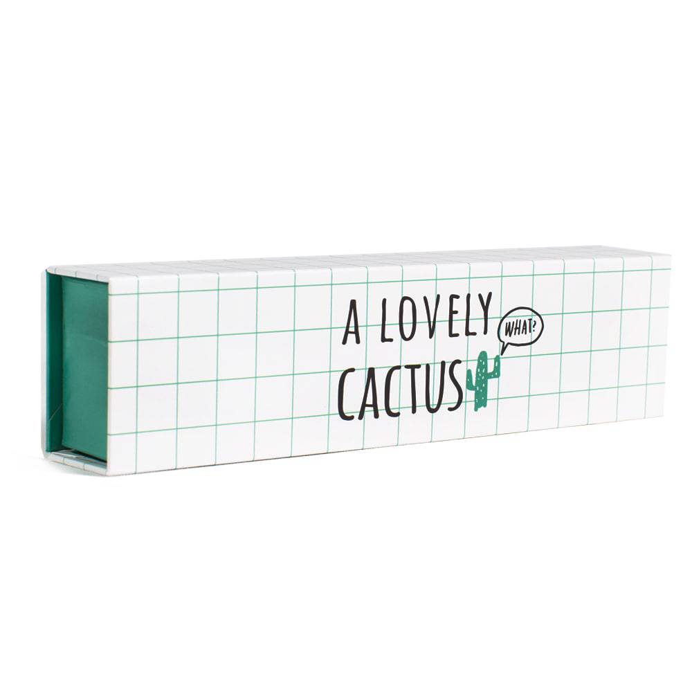 Oppbevaringsboks / pennal for penner ‑ Hvit og turkis "A lovely cactus"