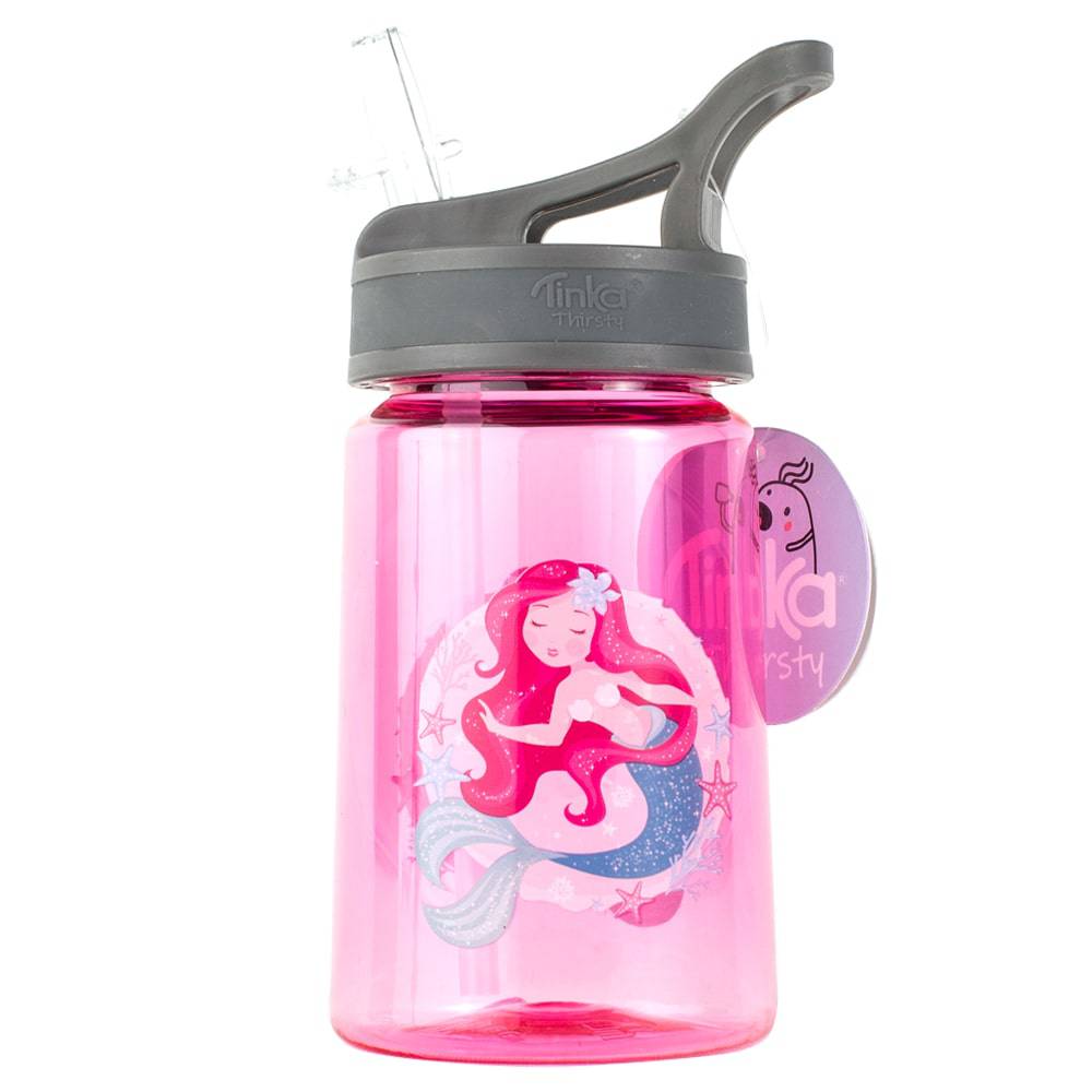 Tinka drikkeflaske ‑ Rosa med havfrue 350ml  