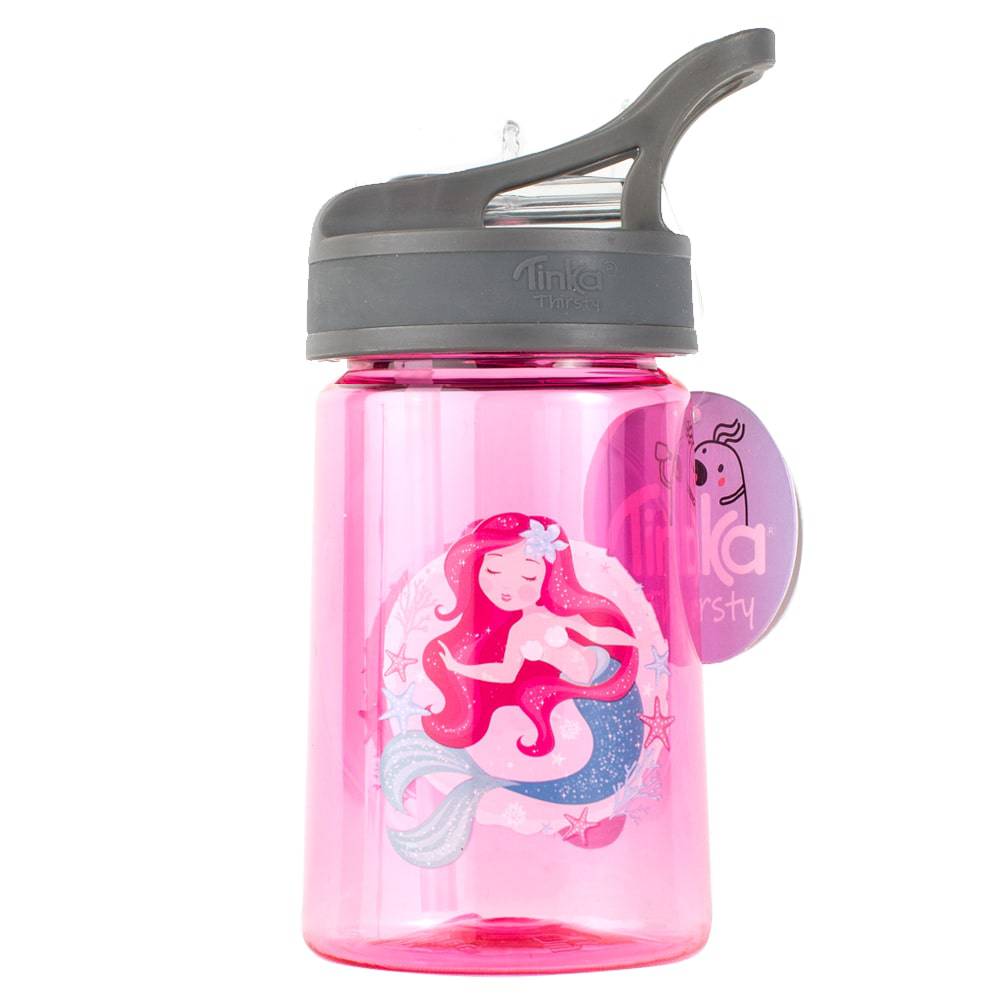 Tinka drikkeflaske ‑ Rosa med havfrue 350ml  