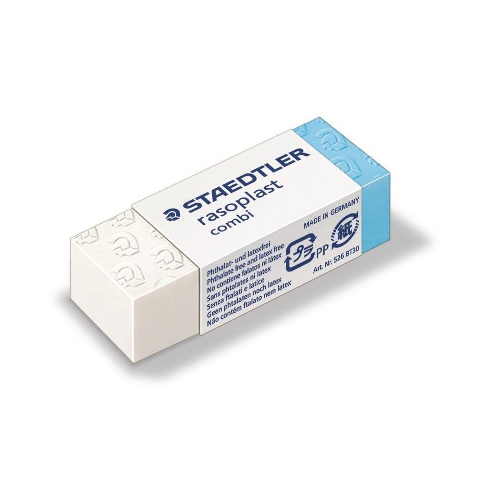 Staedtler Viskelær Rasoplast kombi for blyant og blekk 43x19x13mm