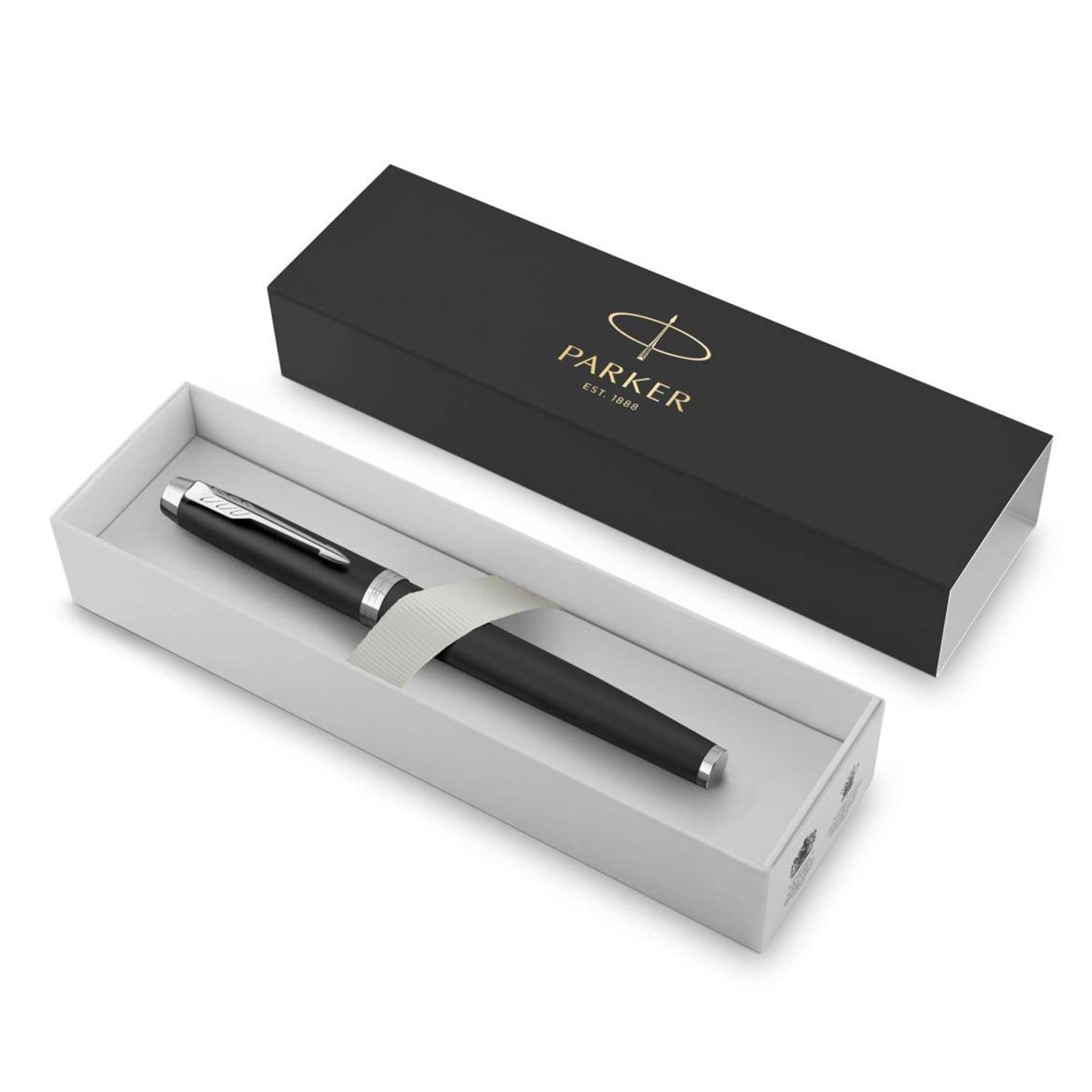 Parker Fyllepenn ‑ Sort design m/ sølvetaljer ‑ Blått blekk med gaveeske