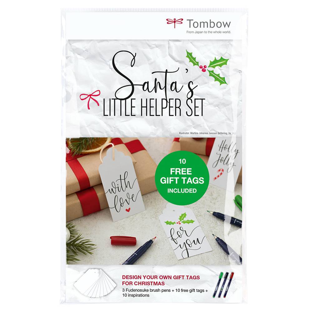 Tombow Santa's Little Helper ‑ Pakkelappsett med merkelapper, penner mm.  
