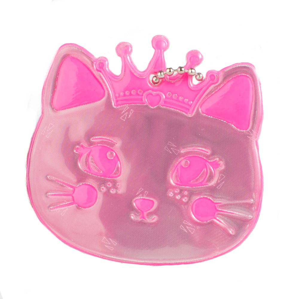 Tinka refleks til skolesekken ‑ Rosa prinsessekatt med ekstra sterkt lys 