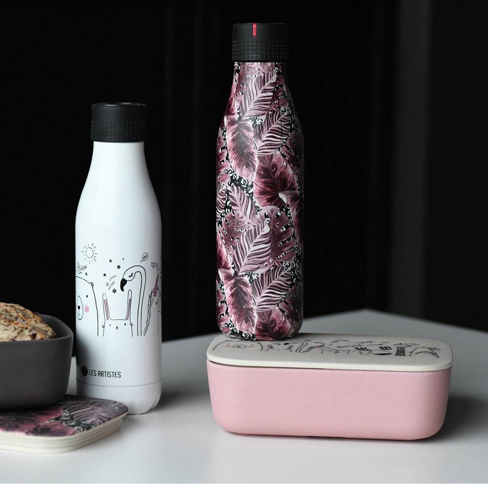 Modern House Matboks av miljøvennlig bambus ‑ Dus rosa med koselig motiv 