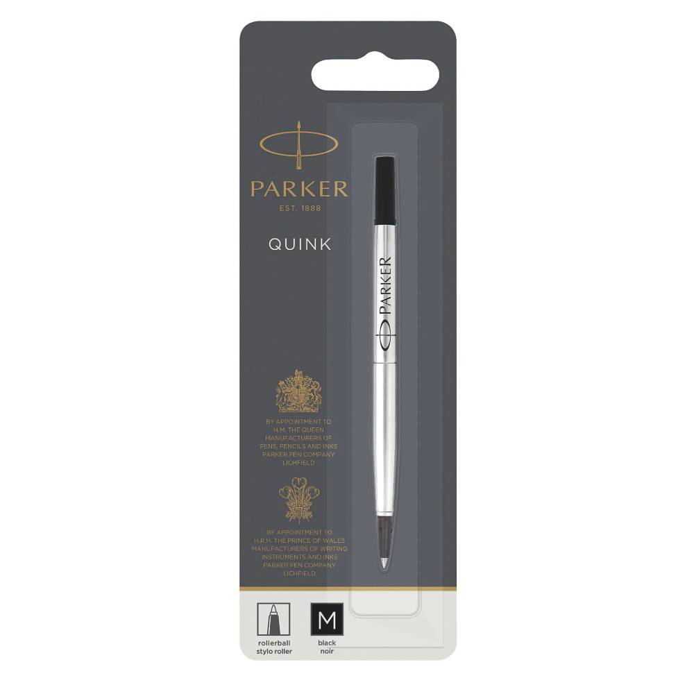 Parker Quink Refill Blekk til Rollerball Penn ‑ Svart blekk Medium   