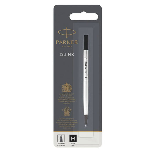 Parker Quink Refill Blekk til Rollerball Penn ‑ Svart blekk Medium   