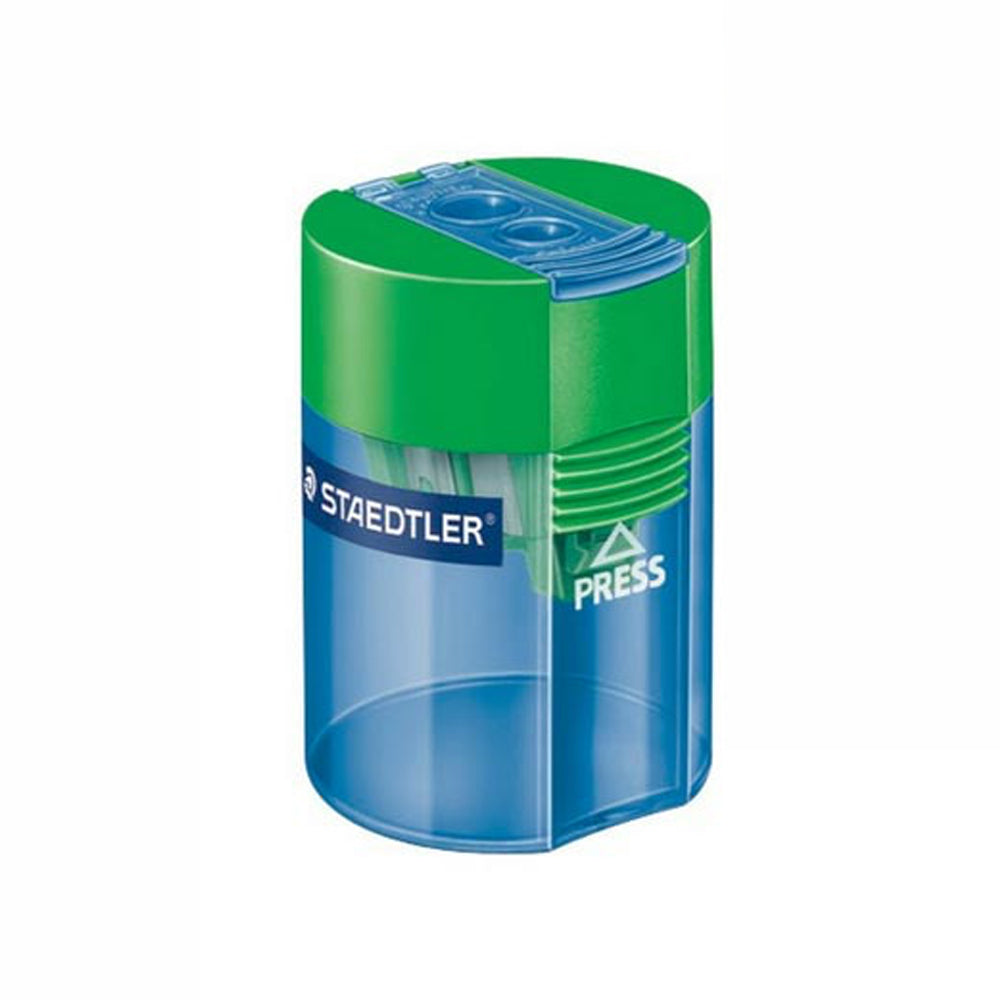 Staedtler Blyantspisser med beholder i farger og dobbelt hull
