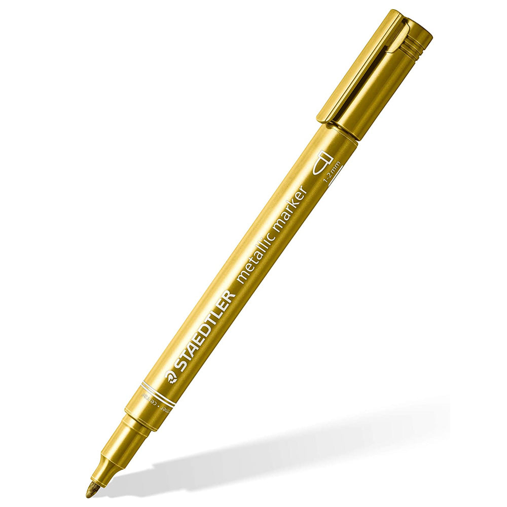 Staedtler Skrive‑ og tegnesett med 5 penner og tusjer - Sort, gull og sølv